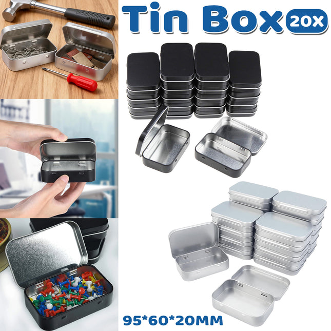 20PCS Connected Flip Top Tin Box Small Item Storage Case For Craft Jewelry Use