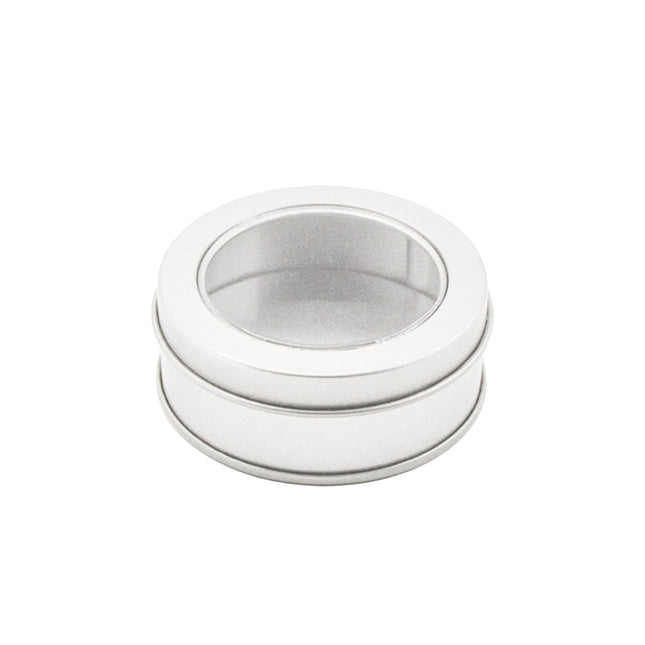 Round Tin Storage Boxes 30pcs Clear Window Lid for Craft Jewellery DIY