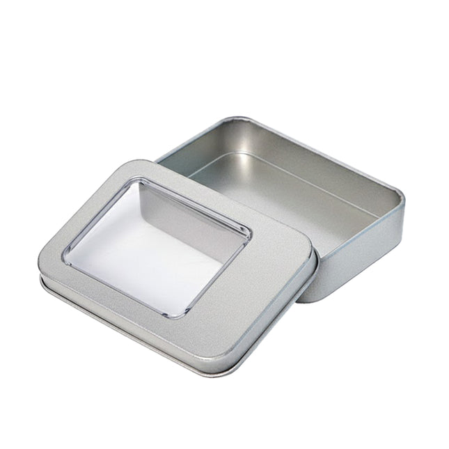10PCS Tin Box Connected Flip Top With Clear Window for Small Item Storage Use