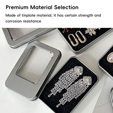 10PCS Tin Box Connected Flip Top With Clear Window for Small Item Storage Use