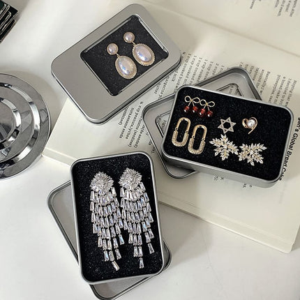 10PCS Tin Box Connected Flip Top With Clear Window for Small Item Storage Use