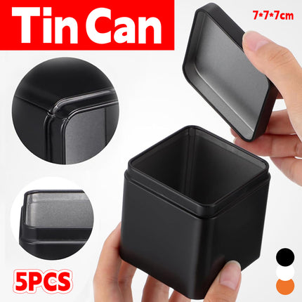5-Pack Mini Square Tin Storage Box Small Metal Canisters for Home Travel Gift