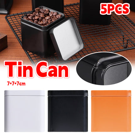 5-Pack Mini Square Tin Storage Box Small Metal Canisters for Home Travel Gift