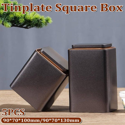 Square Metal Storage Containers with Lid Tinplate Boxes 5 Pack 2 Sizes