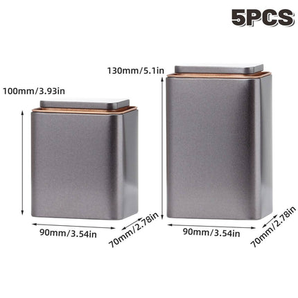 Square Metal Storage Containers with Lid Tinplate Boxes 5 Pack 2 Sizes
