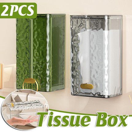 2pcs Wall Mounted Tissue Box Holder Suction Napkin Rack Paper Storage Organizer