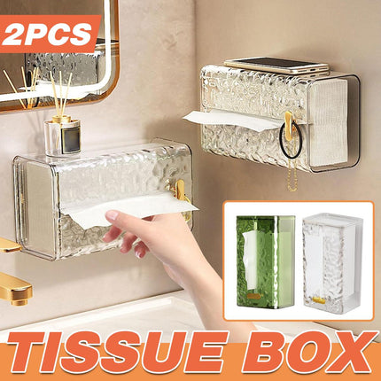 2pcs Wall Mounted Tissue Box Holder Suction Napkin Rack Paper Storage Organizer