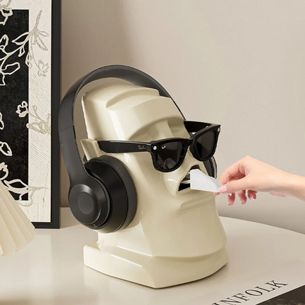 Statue Eyeglass Holder 3 in 1 Paper Towel Box Headphone Bracket Table Household