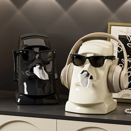 Statue Eyeglass Holder 3 in 1 Paper Towel Box Headphone Bracket Table Household