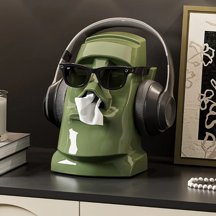 Statue Eyeglass Holder 3 in 1 Paper Towel Box Headphone Bracket Table Household