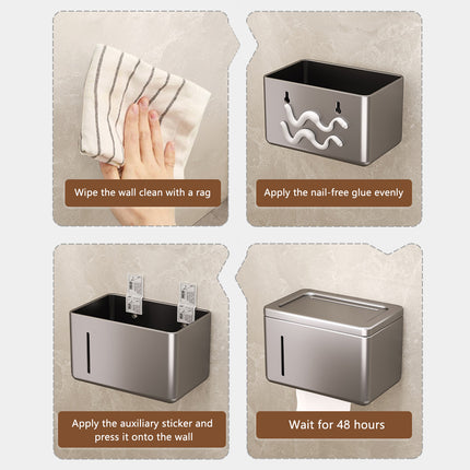 Suction Cup Tissue Holder Wall Mounted Tissue Box Paper Roll Dispenser Box