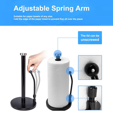 Stainless Steel Spring Paper Towel Holder for Restaurant Home Countertop Use