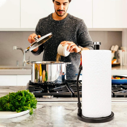Stainless Steel Spring Paper Towel Holder for Restaurant Home Countertop Use