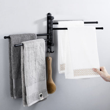 3/4 Rods Stainless Steel Drill-Free Rotating Towel Rack Rustproof Space-Saving