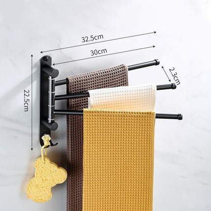 3/4 Rods Stainless Steel Drill-Free Rotating Towel Rack Rustproof Space-Saving