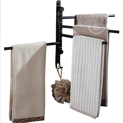 3/4 Rods Stainless Steel Drill-Free Rotating Towel Rack Rustproof Space-Saving