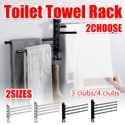 3/4 Rods Stainless Steel Drill-Free Rotating Towel Rack Rustproof Space-Saving