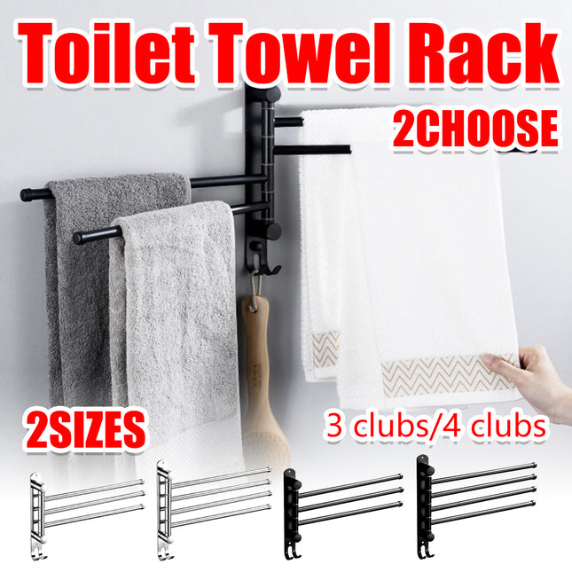 3/4 Rods Stainless Steel Drill-Free Rotating Towel Rack Rustproof Space-Saving