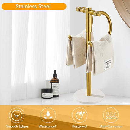 Stainless Steel Towel Rack with Marble Base for Bathroom and Toilet