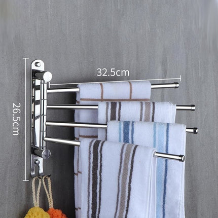3/4 Rods Stainless Steel Drill-Free Rotating Towel Rack Rustproof Space-Saving