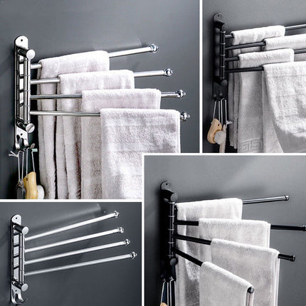 3/4 Rods Stainless Steel Drill-Free Rotating Towel Rack Rustproof Space-Saving