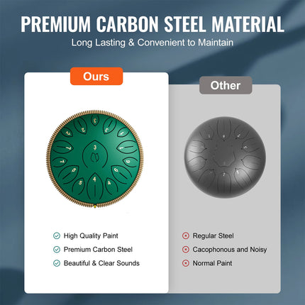 Ethereal Drum Factory 12inch Steel Tongue Drum Hand Disc Percussion Instrument