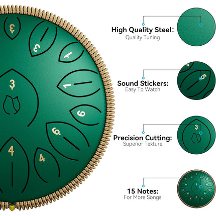 Ethereal Drum Factory 12inch Steel Tongue Drum Hand Disc Percussion Instrument