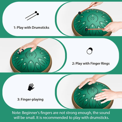 Ethereal Drum Factory 12inch Steel Tongue Drum Hand Disc Percussion Instrument