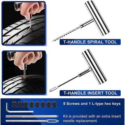 46PCS Car Tire Repair Kit Patch Plug Puncture Emergency for Car Truck Motorbike