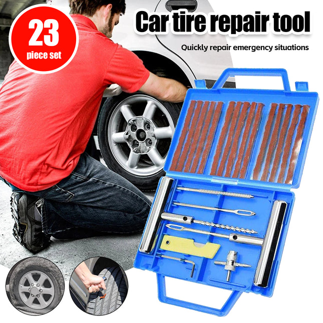 23PCS Car Tire Repair Kit Patch Plug Puncture Emergency for Car Truck Motorbike