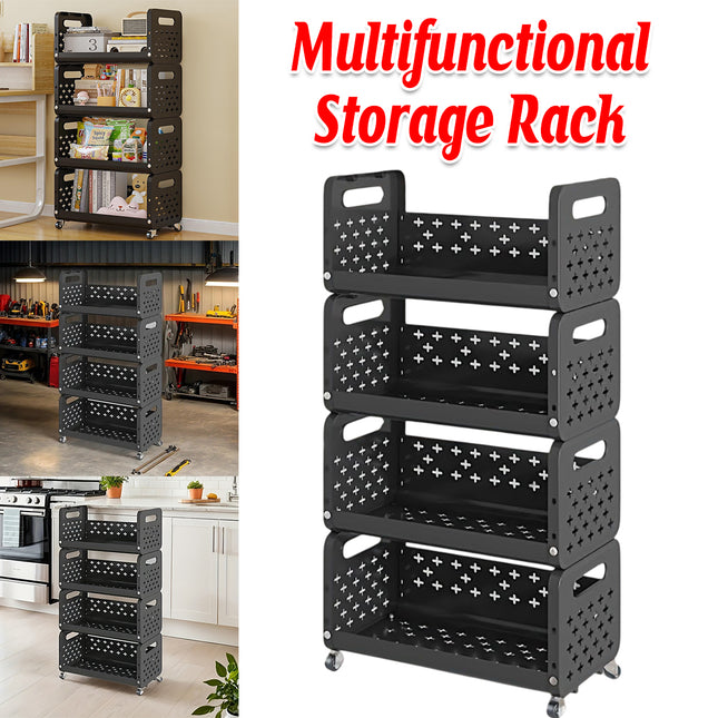Multi-functional Kitchen Rack Movable Multi-layer Snack Storage Cart Shelf