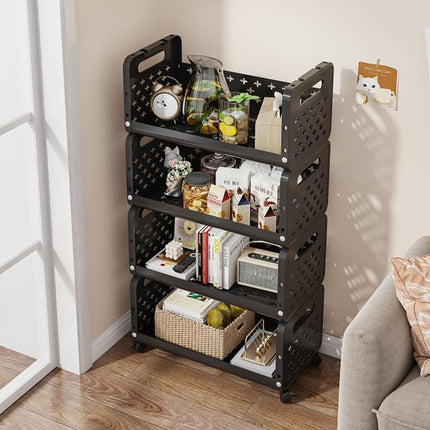 Multi-functional Kitchen Rack Movable Multi-layer Snack Storage Cart Shelf