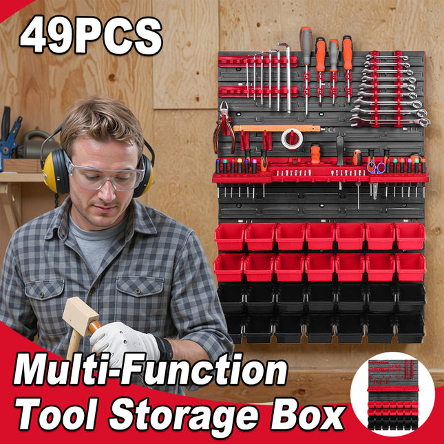 49PCS Plastic Tool Storage Box Wall Organizer Parts Cabinet Hanging Toolbox Use