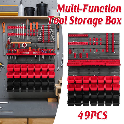 49PCS Plastic Tool Storage Box Wall Organizer Parts Cabinet Hanging Toolbox Use