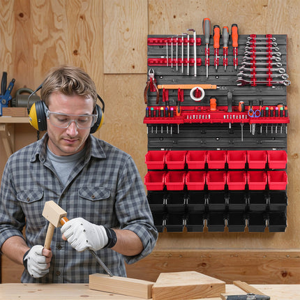 49PCS Plastic Tool Storage Box Wall Organizer Parts Cabinet Hanging Toolbox Use