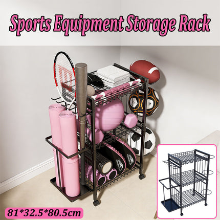 Multi Function Sports Equipment Storage Rack Ball Badminton Racket Yoga Mat