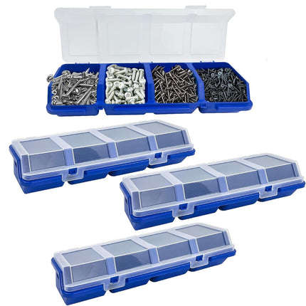 4X Small Sorted Screw Parts Box Small Plastic Component Box With Slant Mouth Lid