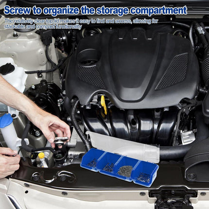 4X Small Sorted Screw Parts Box Small Plastic Component Box With Slant Mouth Lid