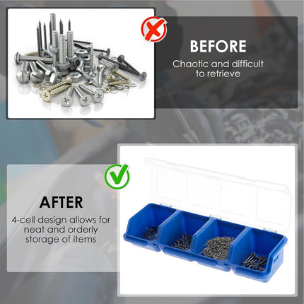 4X Small Sorted Screw Parts Box Small Plastic Component Box With Slant Mouth Lid