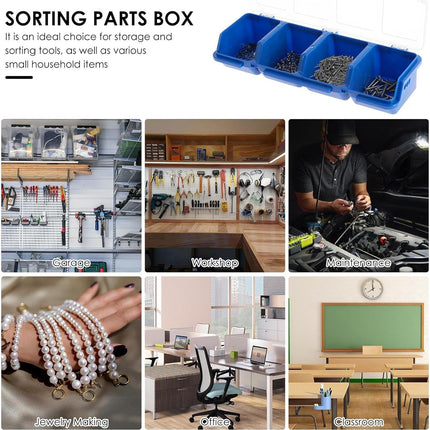 4X Small Sorted Screw Parts Box Small Plastic Component Box With Slant Mouth Lid