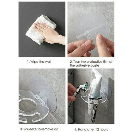 Toothbrush Holder Wall Mount Sucker Bathroom Suction Cup Toothpaste Storage Rack - Aimall