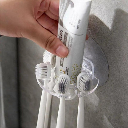 Toothbrush Holder Wall Mount Sucker Bathroom Suction Cup Toothpaste Storage Rack - Aimall