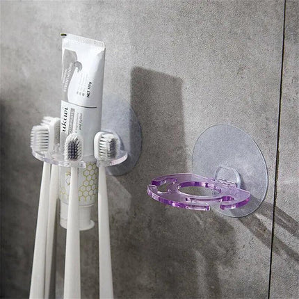 Toothbrush Holder Wall Mount Sucker Bathroom Suction Cup Toothpaste Storage Rack - Aimall