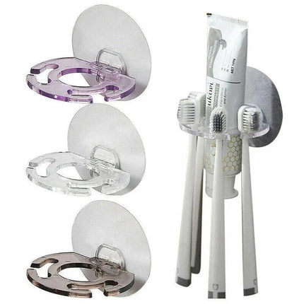 Toothbrush Holder Wall Mount Sucker Bathroom Suction Cup Toothpaste Storage Rack - Aimall