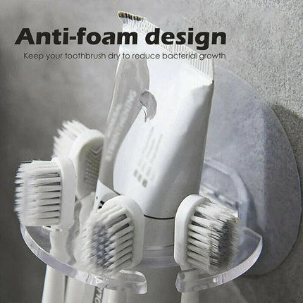 Toothbrush Holder Wall Mount Sucker Bathroom Suction Cup Toothpaste Storage Rack - Aimall