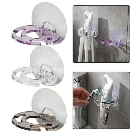 Toothbrush Holder Wall Mount Sucker Bathroom Suction Cup Toothpaste Storage Rack - Aimall