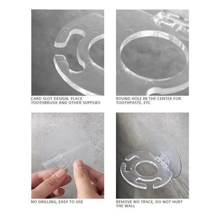 Toothbrush Holder Wall Mount Sucker Bathroom Suction Cup Toothpaste Storage Rack - Aimall