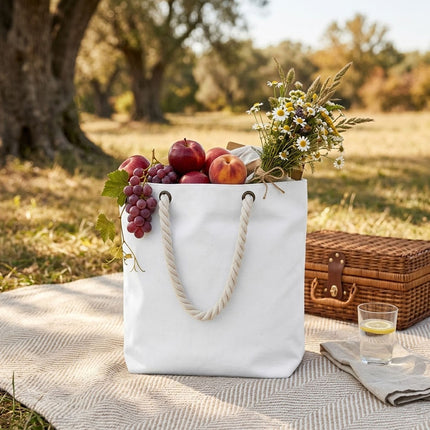 Blank Canvas Tote Bags 3 Pack Rope Handles Two Sizes