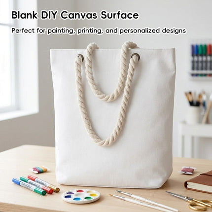 Blank Canvas Tote Bags 3 Pack Rope Handles Two Sizes