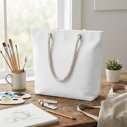 Blank Canvas Tote Bags 3 Pack Rope Handles Two Sizes